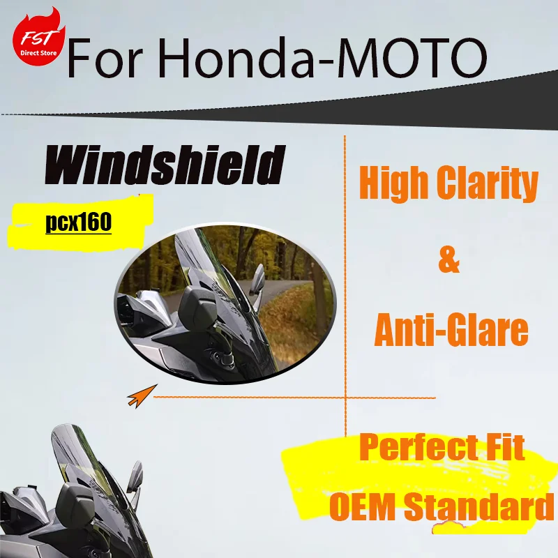 

Улучшенное ветровое стекло для Honda PCX160 2025, передний ветроотражатель с защитой для груди и дождевиком