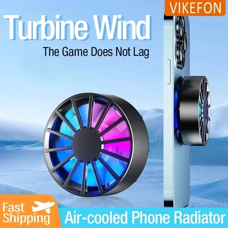 Phone Radiator RGB Light Air-cooled Light Weight Magnetic Low Noise Cooling Fan for Phone Tablet PUGB Genshin Game Fast Cooling