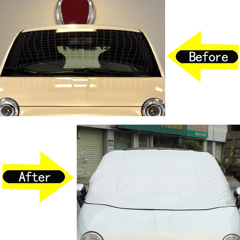 ل 2010-2022 فيات 500 أبارث الألومنيوم احباط الزجاج الأمامي للسيارة الشمس قناع الأشعة فوق البنفسجية حماية الثلوج درع اكسسوارات السيارات الخارجية