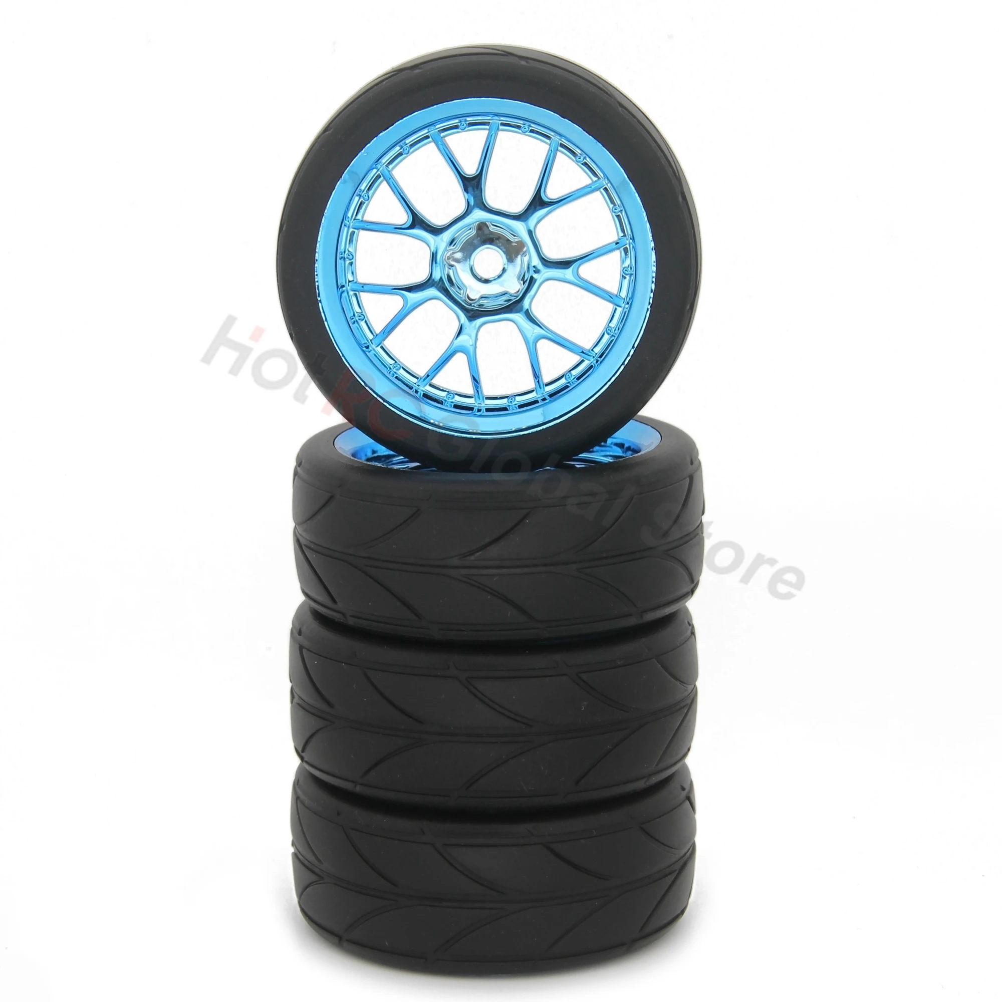 1.9 Inch 65mm Wheel Tyres Tires 12mm Hex Blue Rim Durable Rubber for 1/10 on Road RC Racing Car Competitable Wltoys 144001