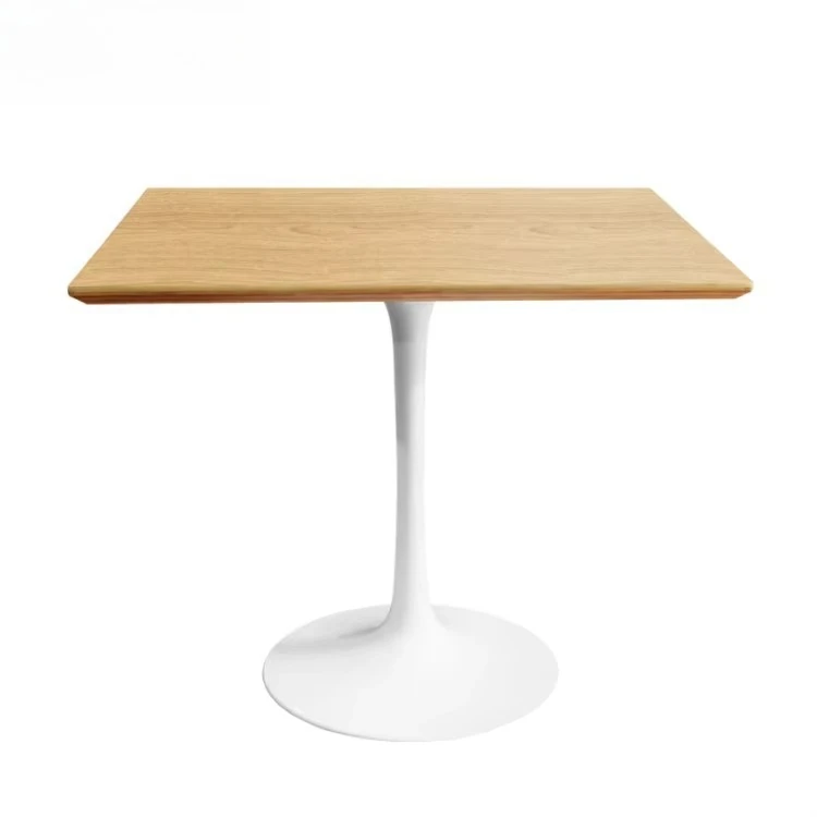 Scandinavian style square restaurant cafe furniture fiberglass table base solid wood coffee table