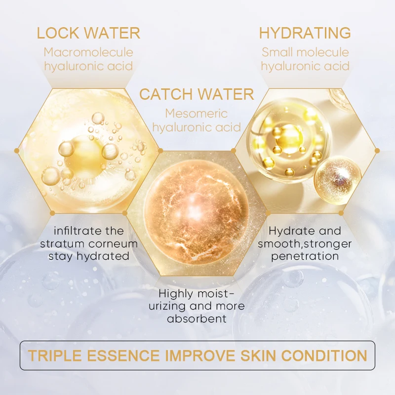 24K الذهب مصل حمض الهيالورونيك بروتين الموضوع رفع حشو ماصة بروتين الكولاجين الموضوع فيتامين C جوهر الوجه الكورية