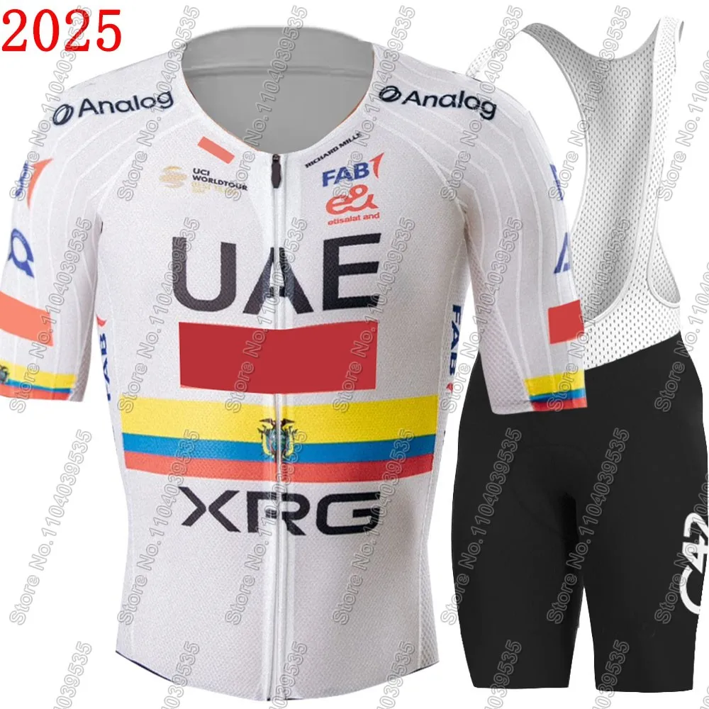 

2025 Ecuador UAE Team Cycling Jersey Set Summer Mens Clothing Road Bike Suit Mountain Bicycle Shirt Bib Shorts MTB Ropa Maillot