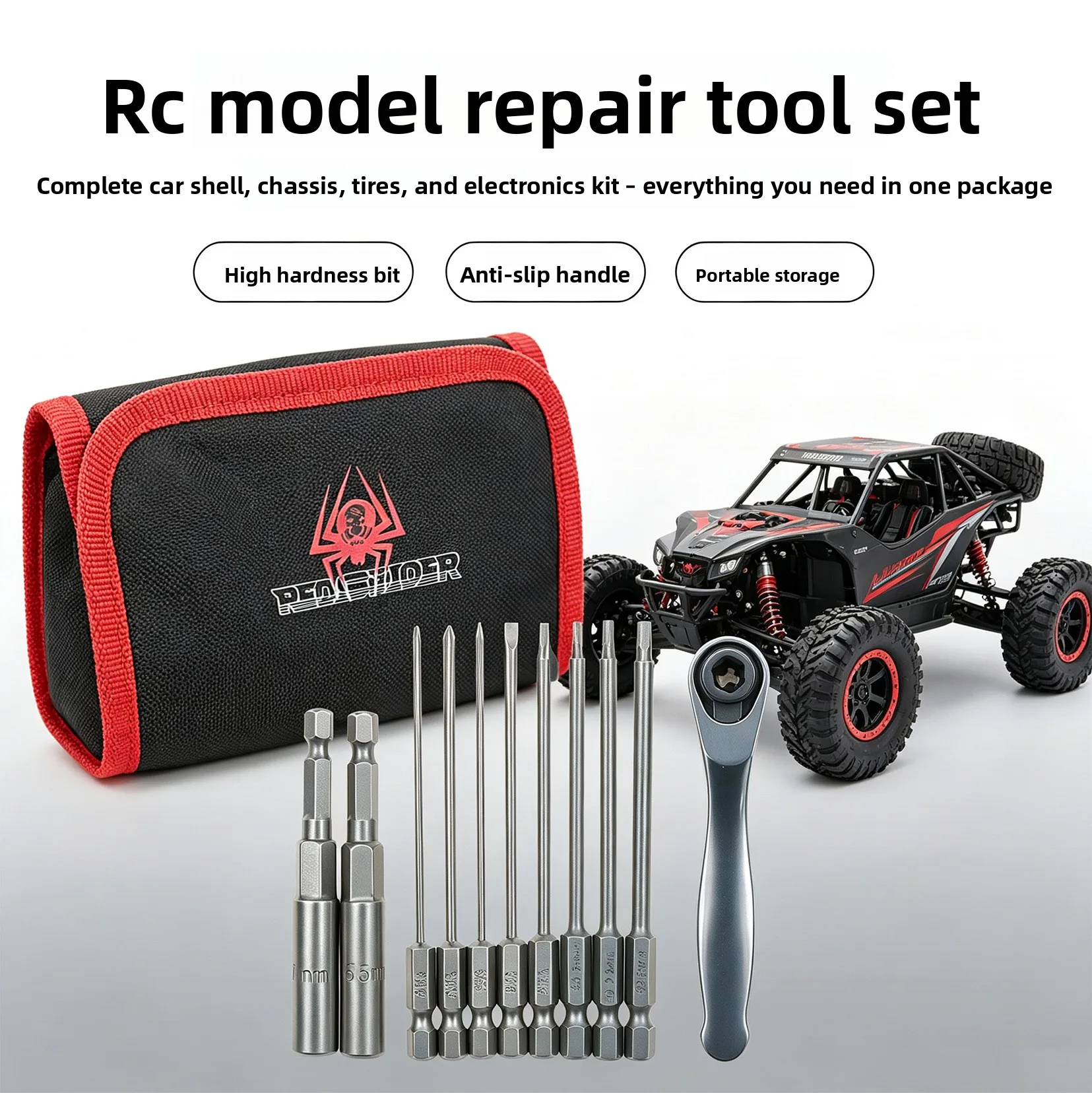 Red Spider RC Model Simulation Ratcheting Mini Wrench Hex Bit Screwdriver Socket Tool Kit Set