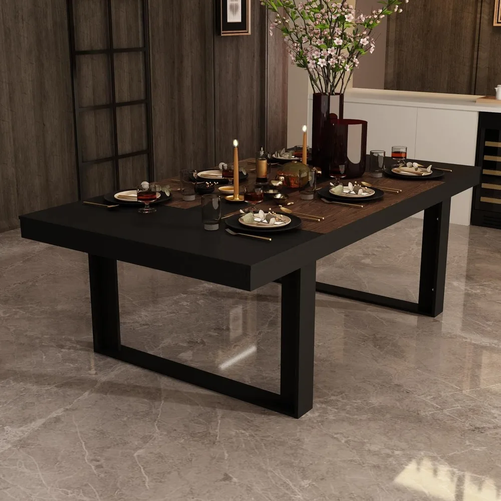 

86.6" W Dining Table for 8-10 People, Versatile Modern Wooden, Dining Tables