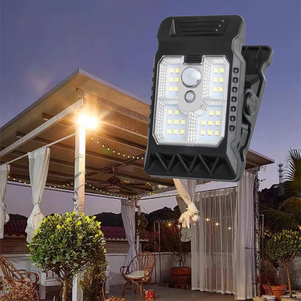 1 Pcs Portable LED  Solar Clamp Light Outdoor  Waterproof Garden Camping Light  Smart Sensor Light Ht Home  Camping Wall Light