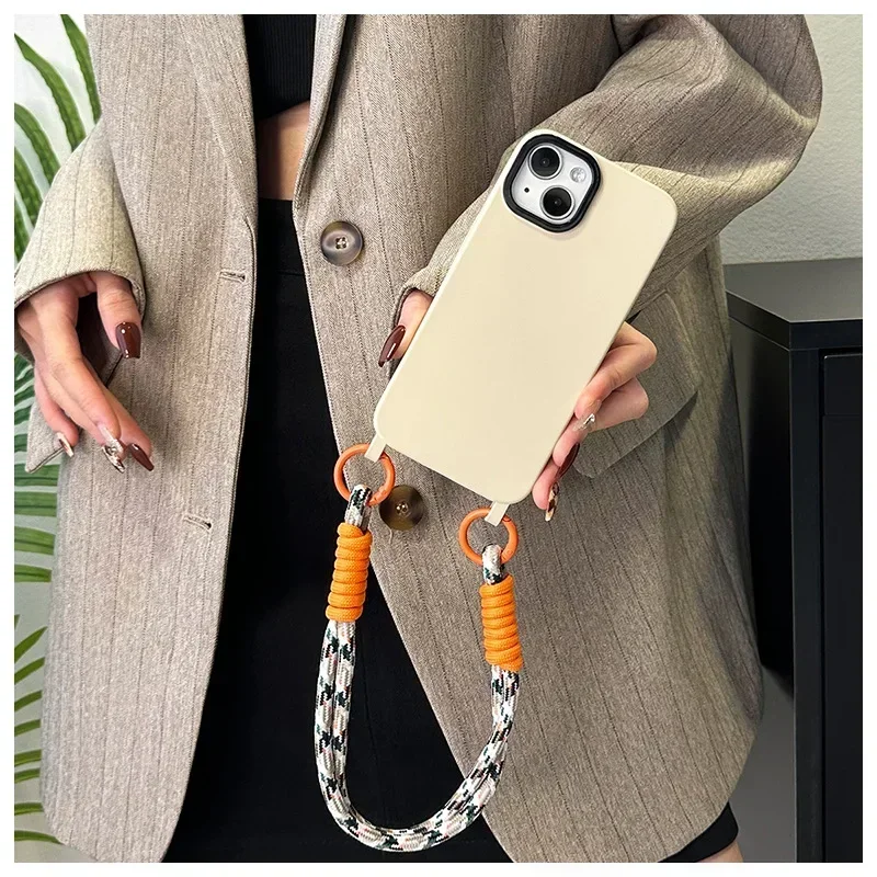 

Suitable for IPhone 15 Drawstring Phone Case 14 Promax Wrist Strap 13 12 Promax Minimalist 11 All Inclusive Protection Cover