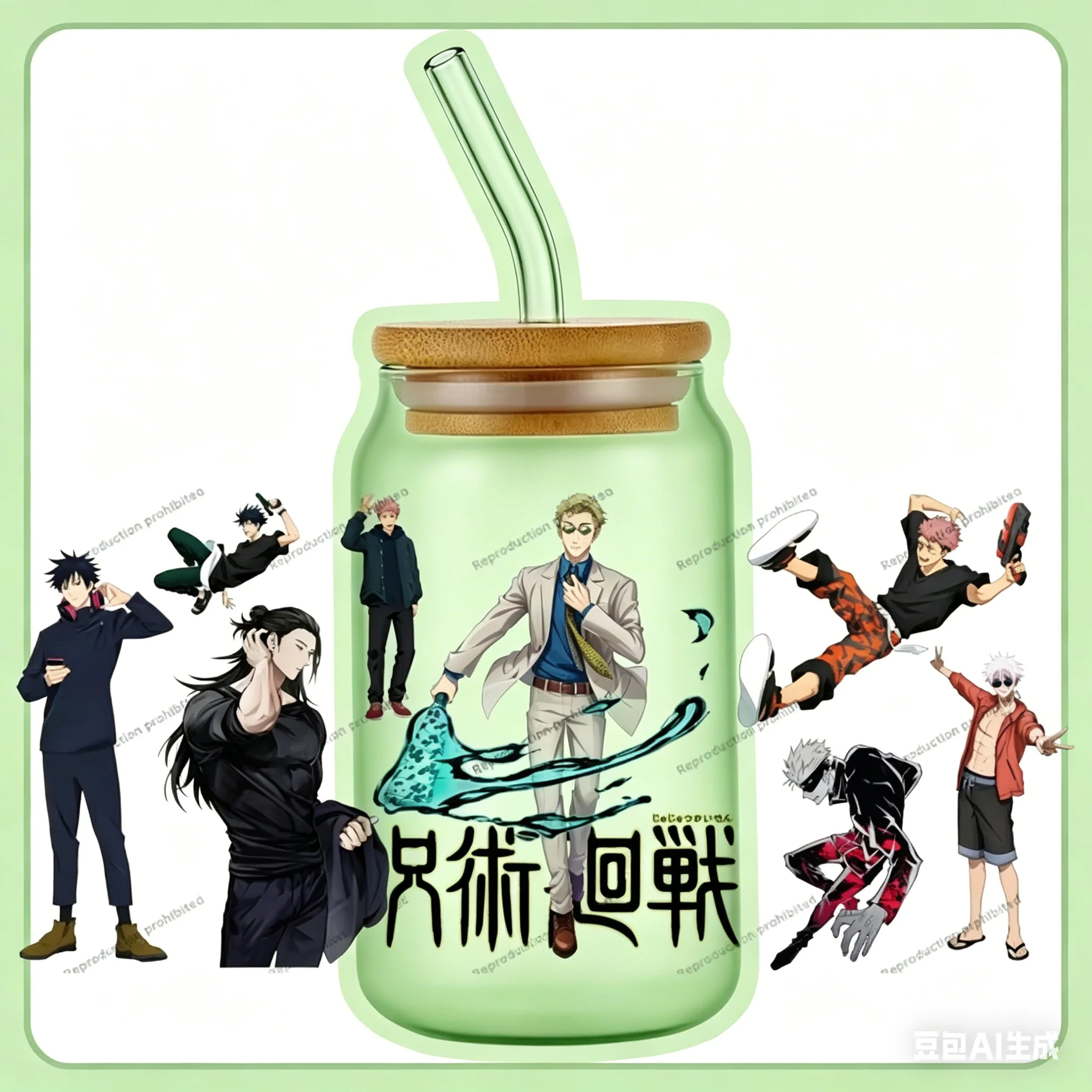Beliebte Jujutsu Kaisen 16OZ UV DTF Becherfolien-Transferaufkleber, individuelle Etiketten, DIY, langlebig, wasserfest, Logo für Libbey Glasdosen