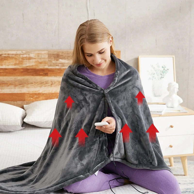 USB Heated Warm Shawl Electric Heating Plush Throw Blanket Heated Cape Heating For Car Traveling And Home