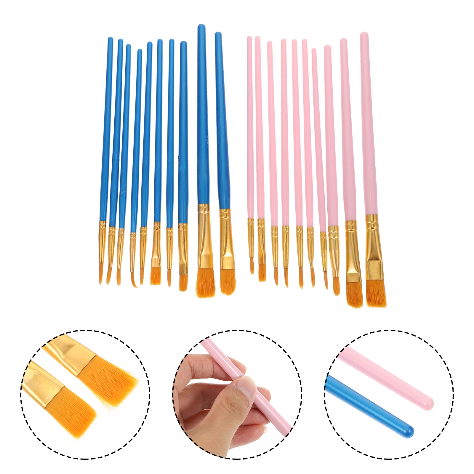 

Flat Mouth Pointed Tip Painting Brush Set 10Pcs Plastic Art Brushes For Oil Watercolor Crafts Design