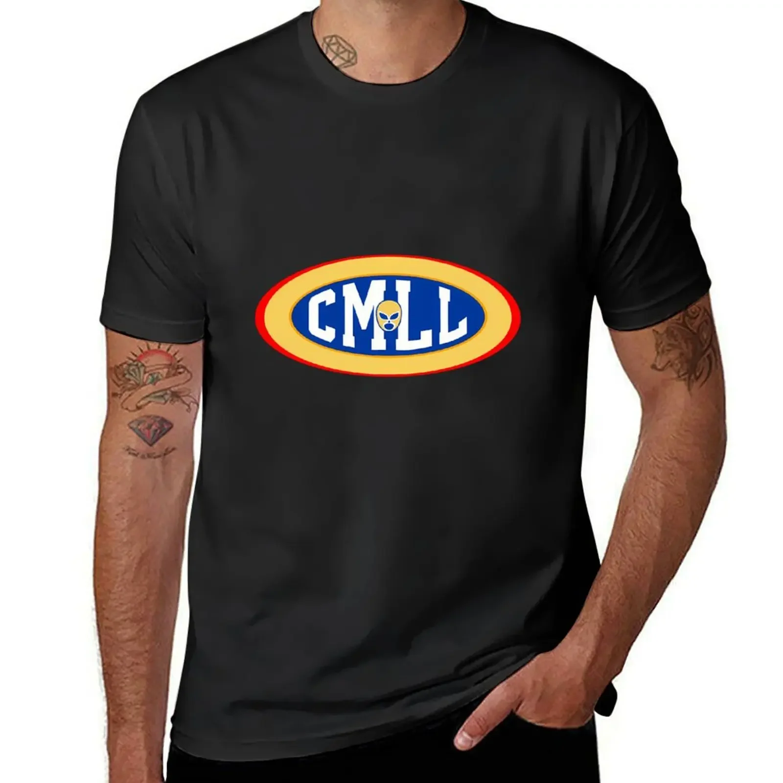 Cmll camiseta de Lucha Libre para hombre, ropa bonita, negra