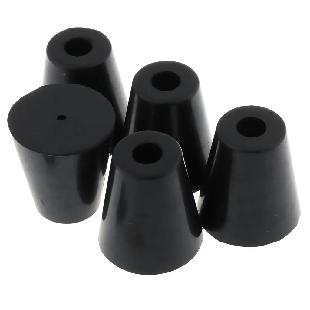 5 x49mm Furniture Cabinet Round Rubber Case Feet Anti-Slip Circular Bumper Pads Black