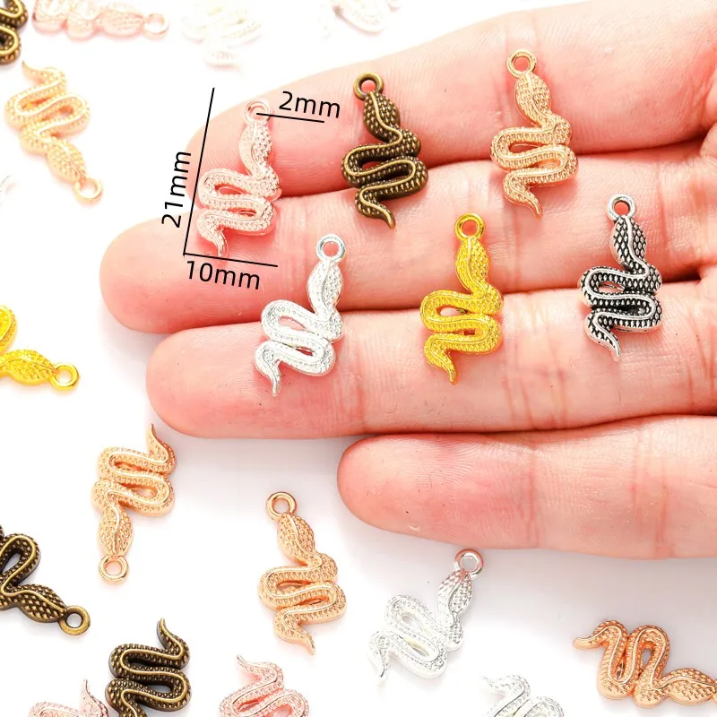 15 pz 6 colori serpente Charms lega metallo animale ciondoli per accessori gioielli fatti a mano fai da te che fanno 21*10mm D9341