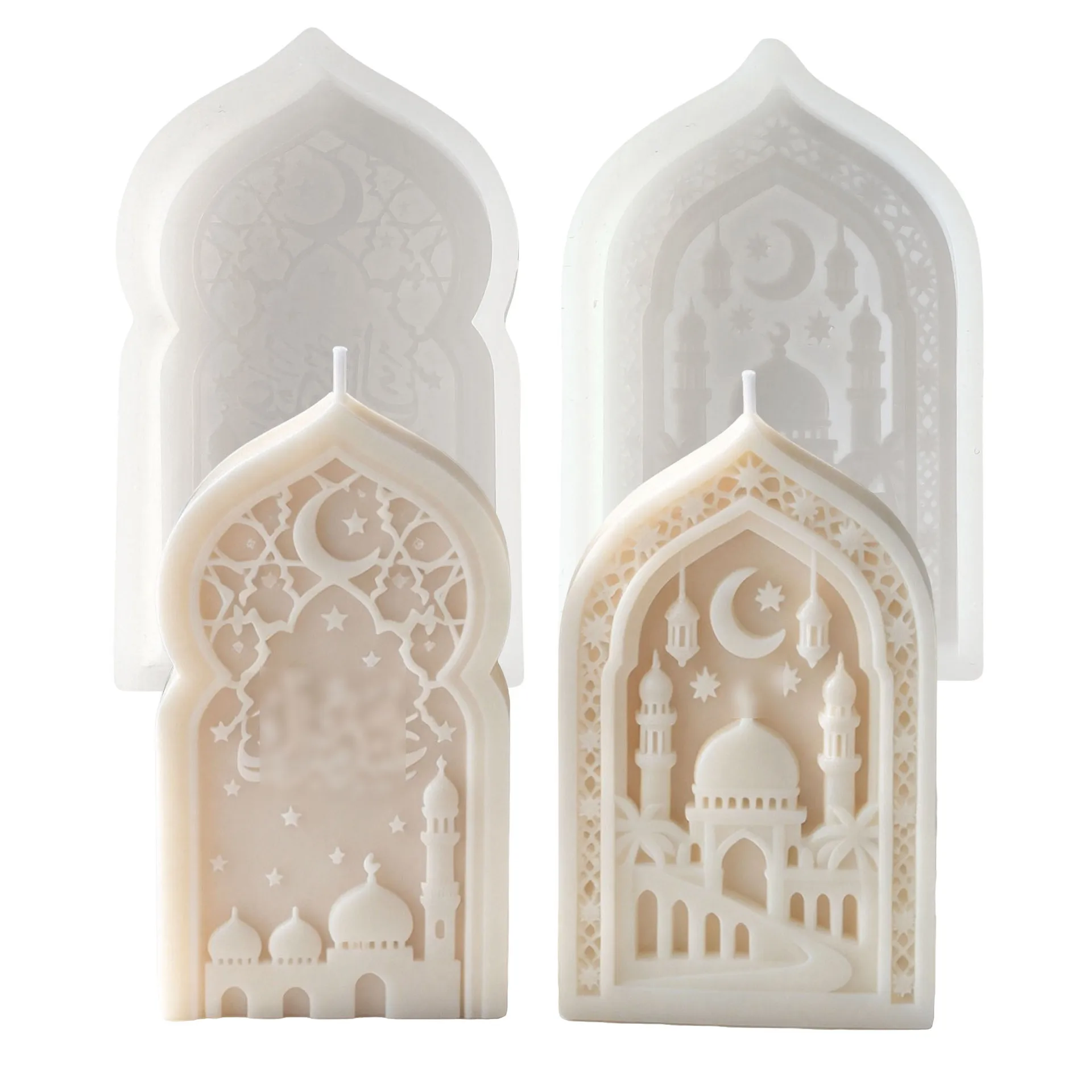 DIY Epoxy Resin Dome Building Ramadan Candle Mold Handmade Plaster Casting Crafts Eid Mubarak Ramadan Silicone Mold