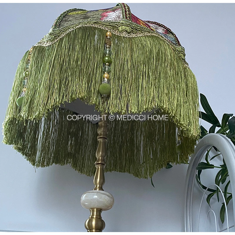 Medicci Home GG Style Lampshade Luxurious Italy Import Shiny Velvet Flowers Birds Plants Print Ancient Lamp Shades Retro Vintage