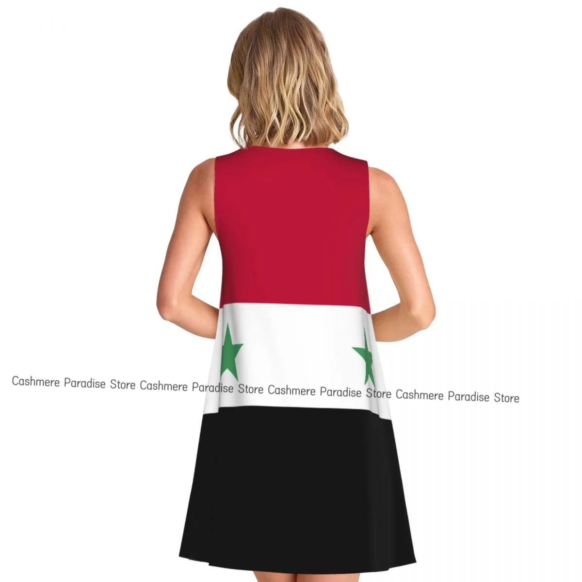 Summer Dresses for Women Casual Sleeveless Dress Syria Flag Tank Sundresses with Pockets
