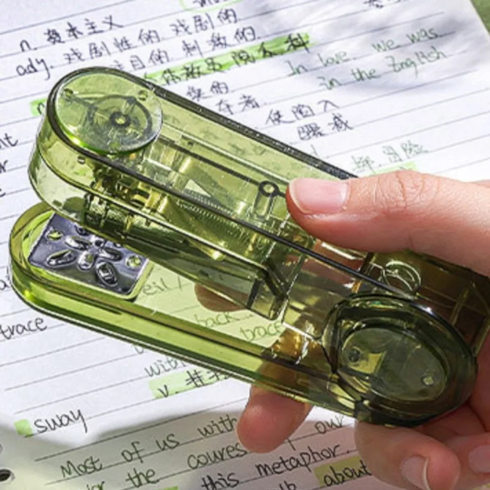 INS Manual 360° Rotatable Stapler Bookbinding Tool Plastic Transparent Stapler Lightweight Portable Paper Stapler Student