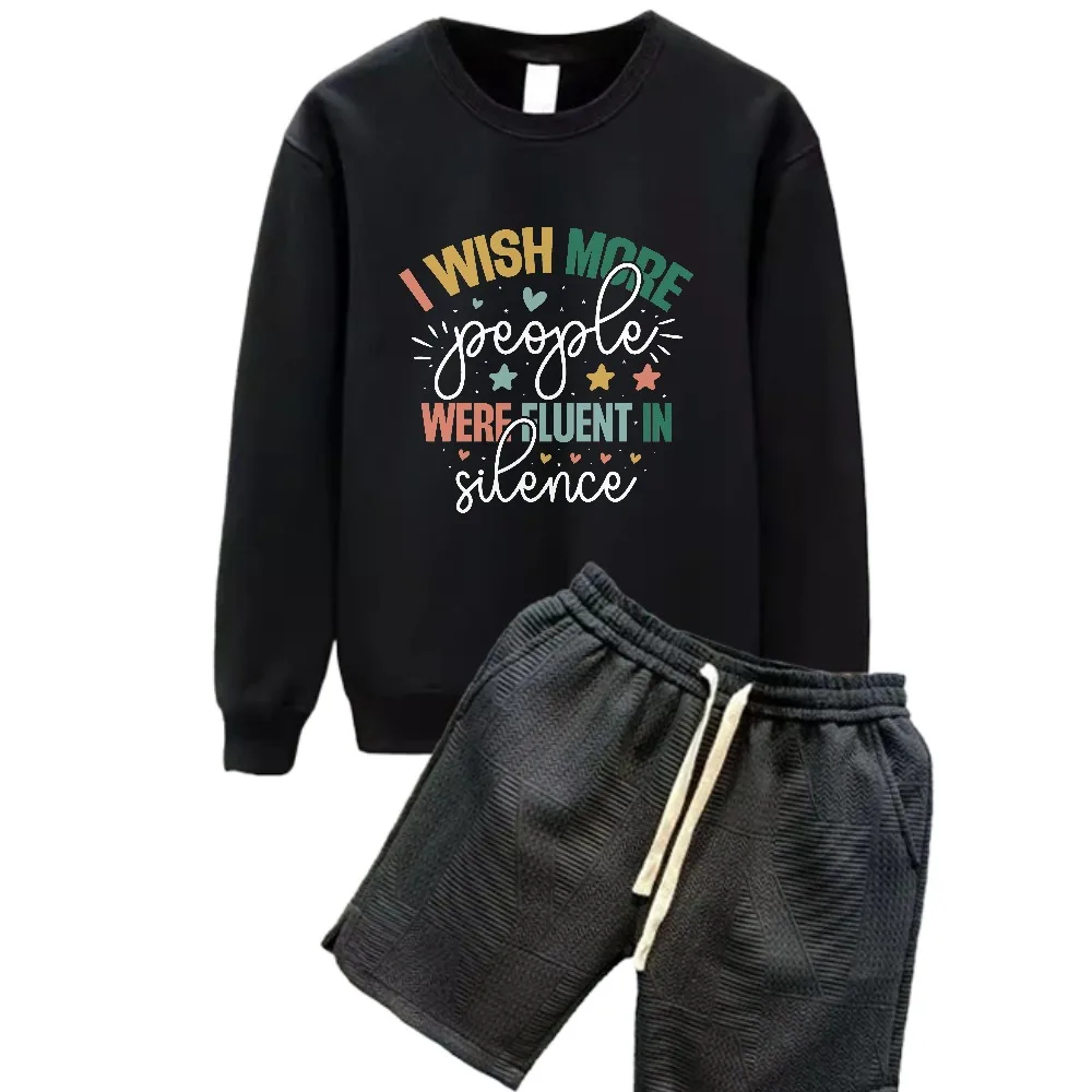 

2025 Men Long Sleeve Casual T-Shirt Fashion Sports T-shirts+shorts Spring And Autumn Gym Sets Comfortable Fit Breathable Fabric