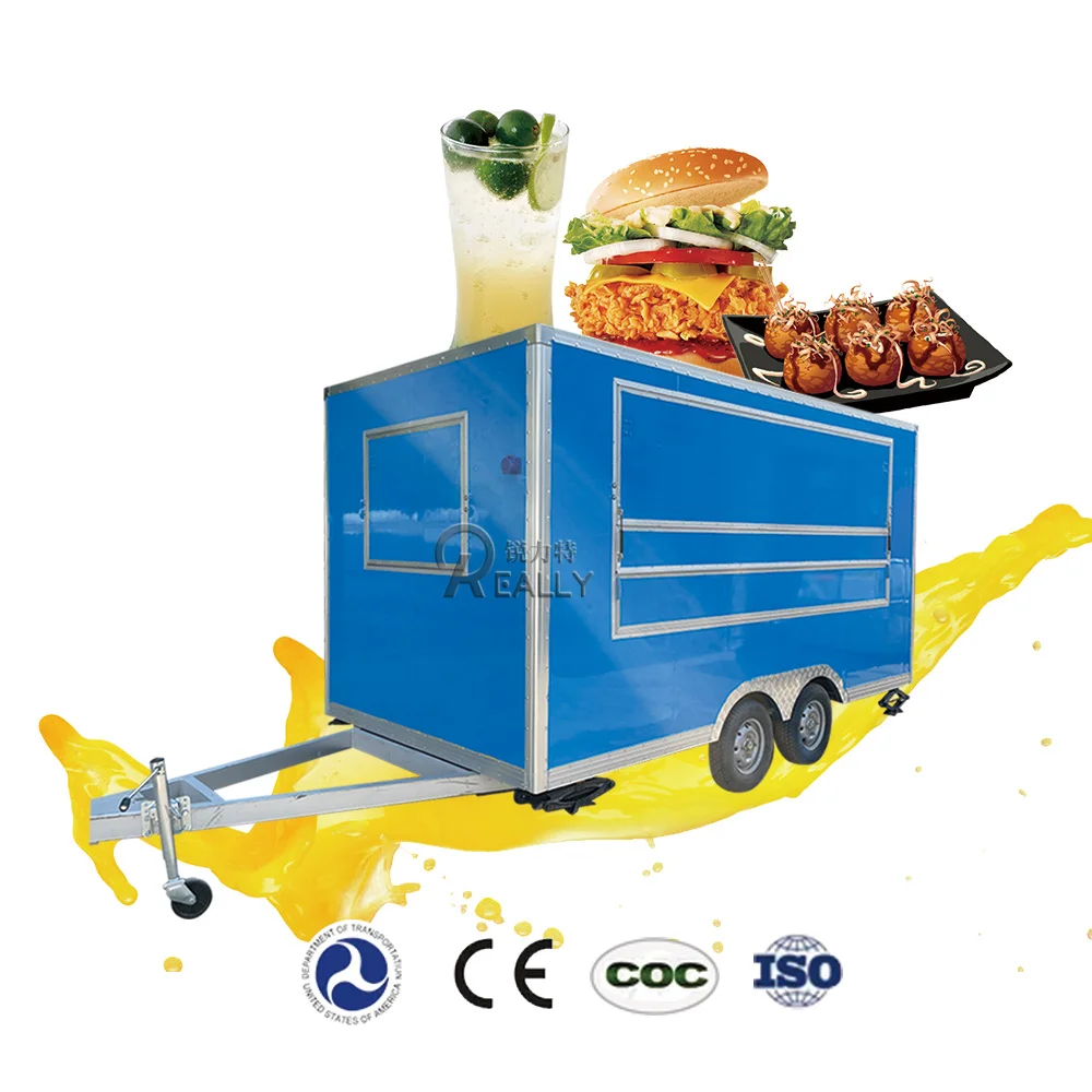 2025 Popular Customizable 4m Food Trailer Pizza Burger Ice Cream Coffee Cart Factory Price Food Truck