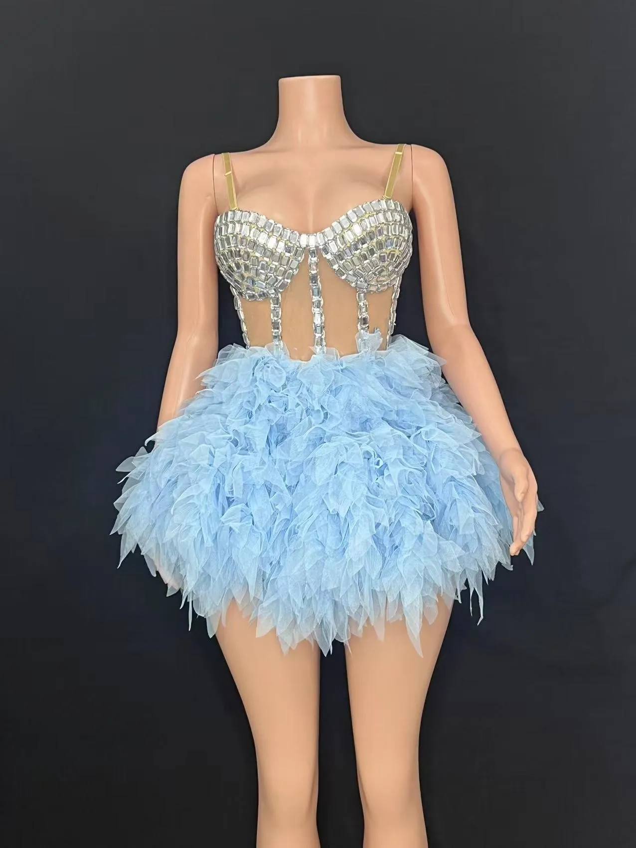 Robe de défilé de scène sexy européenne et américaine, perspective de gaze enveloppée sur la poitrine, jupe de hanche, fête, bar, disque, soirée de danse disco 5