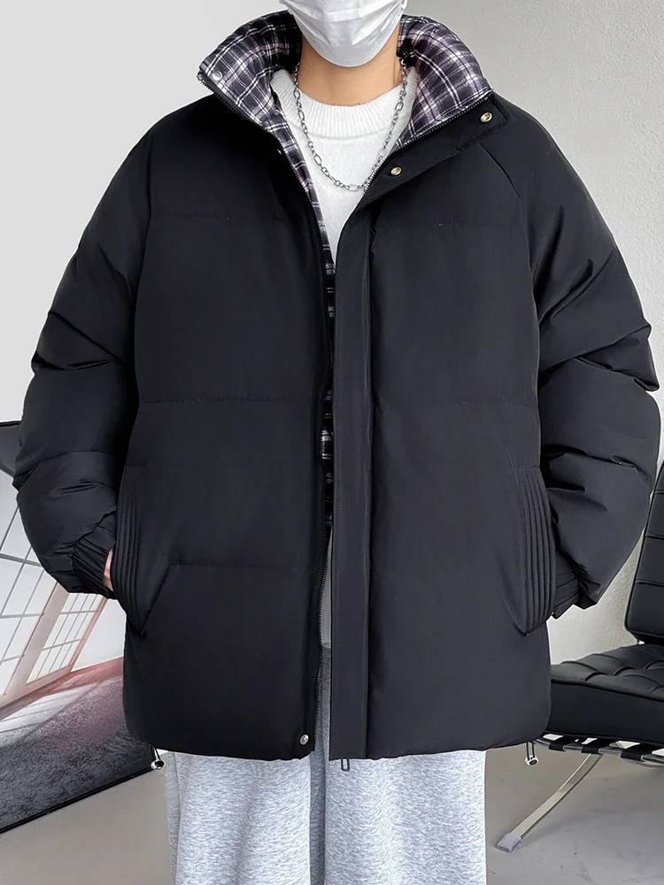 Chaqueta de invierno para hombre, Parkas cálidas, moda coreana, cuello levantado, cortavientos grueso, abrigo térmico frío para nieve, chaquetas