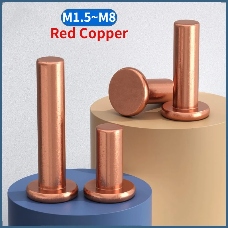 M1.5 M2 M2.5 M3 M4 M5 M6 M8 Red Copper GB109 Flat Round Head Solid Rivet Hand Percussion Punch Self Plugging Knock-on Rivet