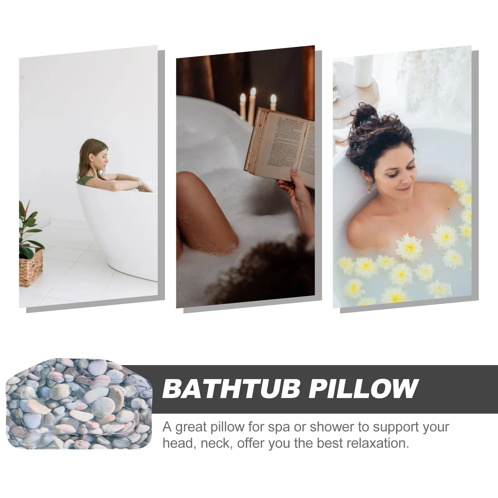 

Bath Pillow Supple Bathtub Headrest PVC Breathable Practical Long Term Use Spa Shower Relaxation Gift Parents Friends