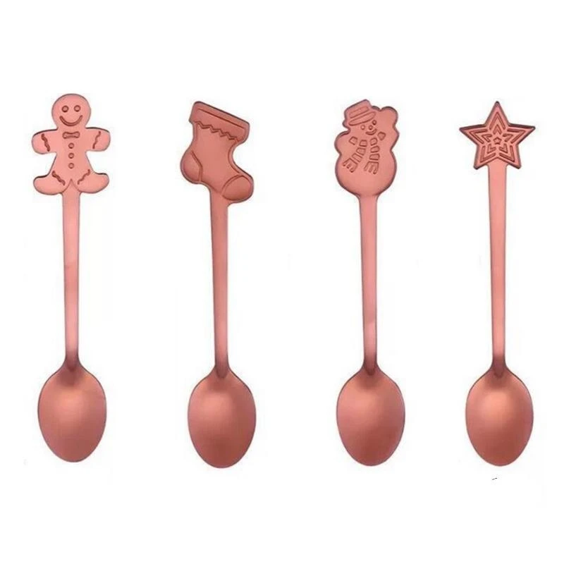 QX2E 4 Pack Ice Cream Soup Sugar Dessert Tea Spoons Mixing Stirrer Kitchen Tablewares