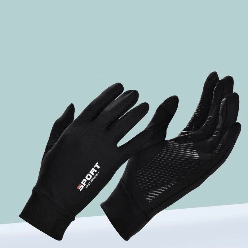 1 Par de Luvas de Verão em Seda Gelada com Tela Sensível ao Toque, Antiderrapantes, Impermeáveis, com Proteção Solar, para Pesca ao Ar Livre e Ciclismo