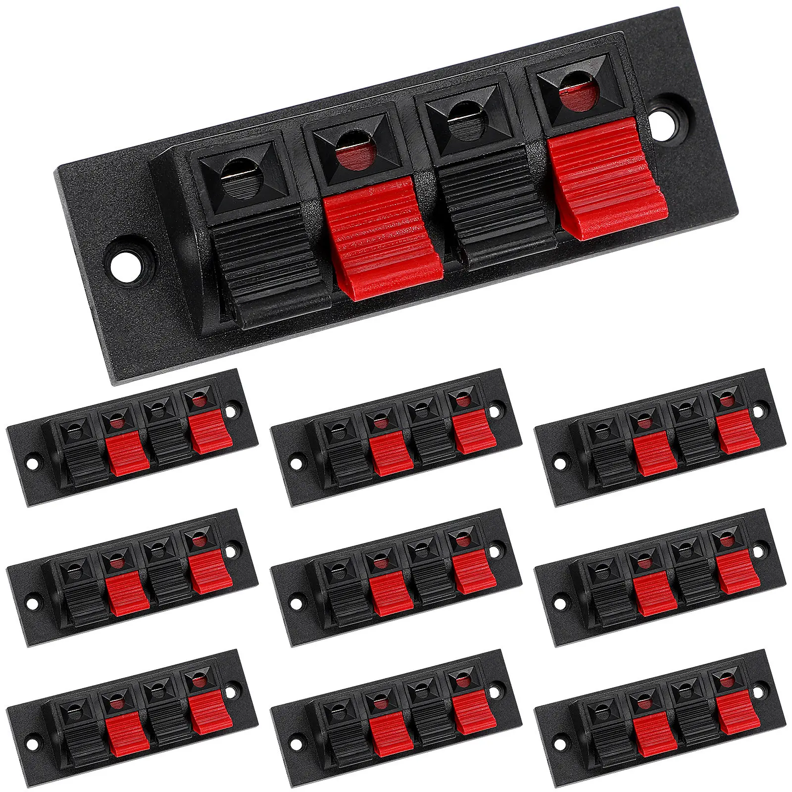 

10 шт. разъемов для акустических систем, 4-контактные винтовые клеммы, пластиковые железные, для громкоговорителей, простая установка