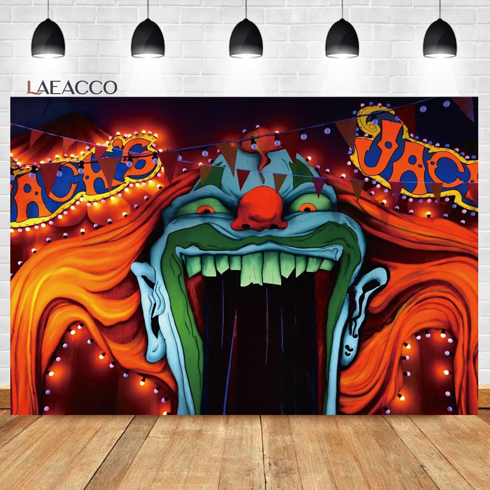 Laeacco Halloween Horror Castle Backdrop Gloomy Forest Scary Cemetery Pumpkin Lantern Bat Party Decor Photography Background