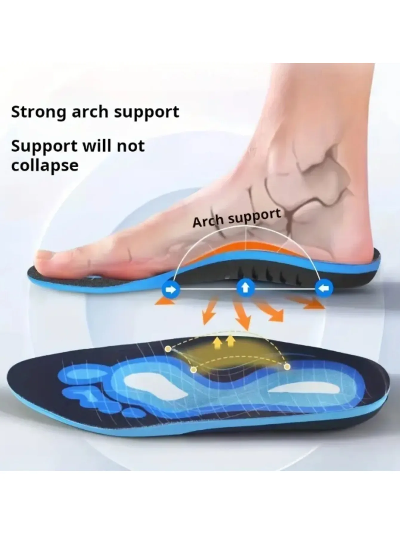 1 Pair Arch Support Shoe Insoles Physical Correction Flat Feet Sports Shock Absorption External Flip Leg Shape Specialized Flat