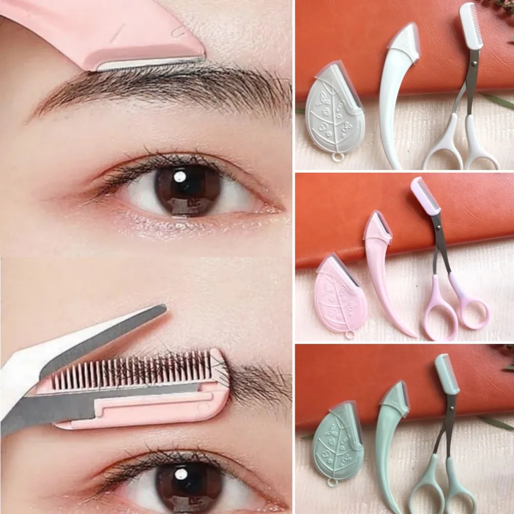 3pcs Eyebrow Trimming Knife Eyebrow Face Razor For Women Eyebrow Scissors With Comb Brow Trimmer Scraper Accessorie Beauty Tools