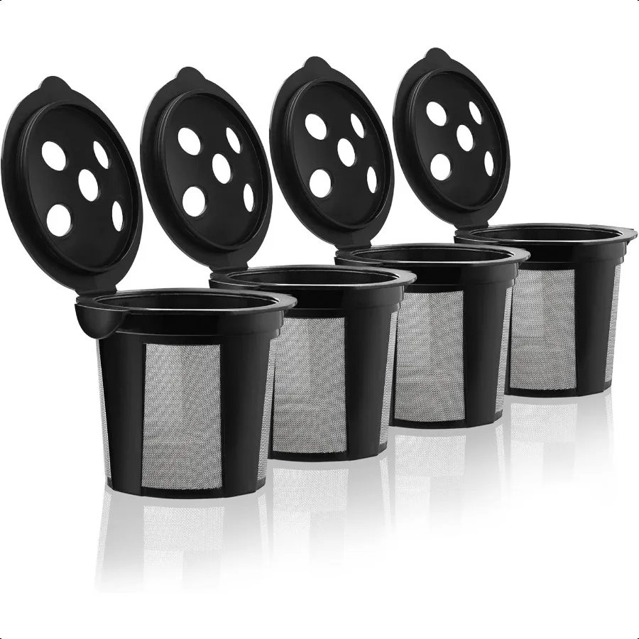 

4 многоразовых чашки K для Keurig K reme K reme Plus K Slim с Multistream Technology KBrew Chill KDuo Hot Iced 4, черные многоразовые