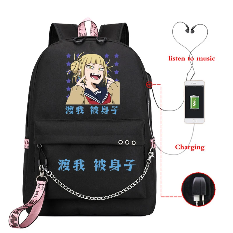 

My Hero Academia school bag Women Kawaii Cartoon Himiko Toga Graphic backpacks Funny Anime Boku No Hero Academia Bookbag Female