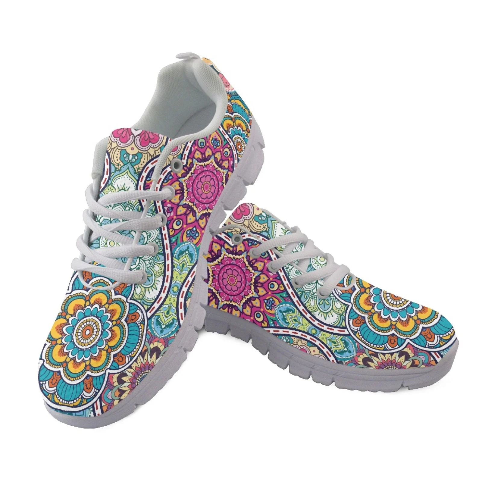 Coloranimal Vibrant Mandala 2026 Collection Running Sneakers Women Casual Breathable Lace up Shoes for Walking and Hunting