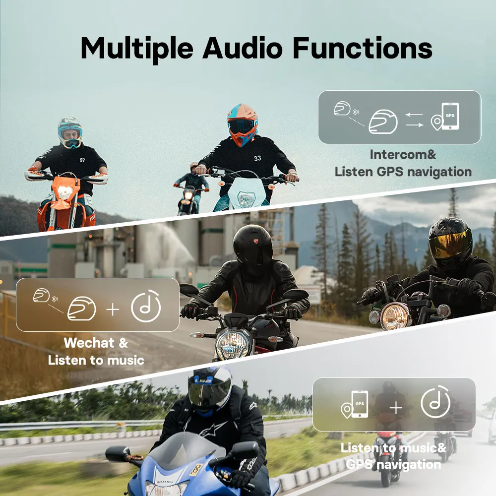 Freedconn-Oreillette Bluetooth R1 Pro pour moto, appareil de communication pour casque, haut-parleur de groupe, sauna, téléphone, application WiFi, caméra de tableau de bord, Dvr automatique