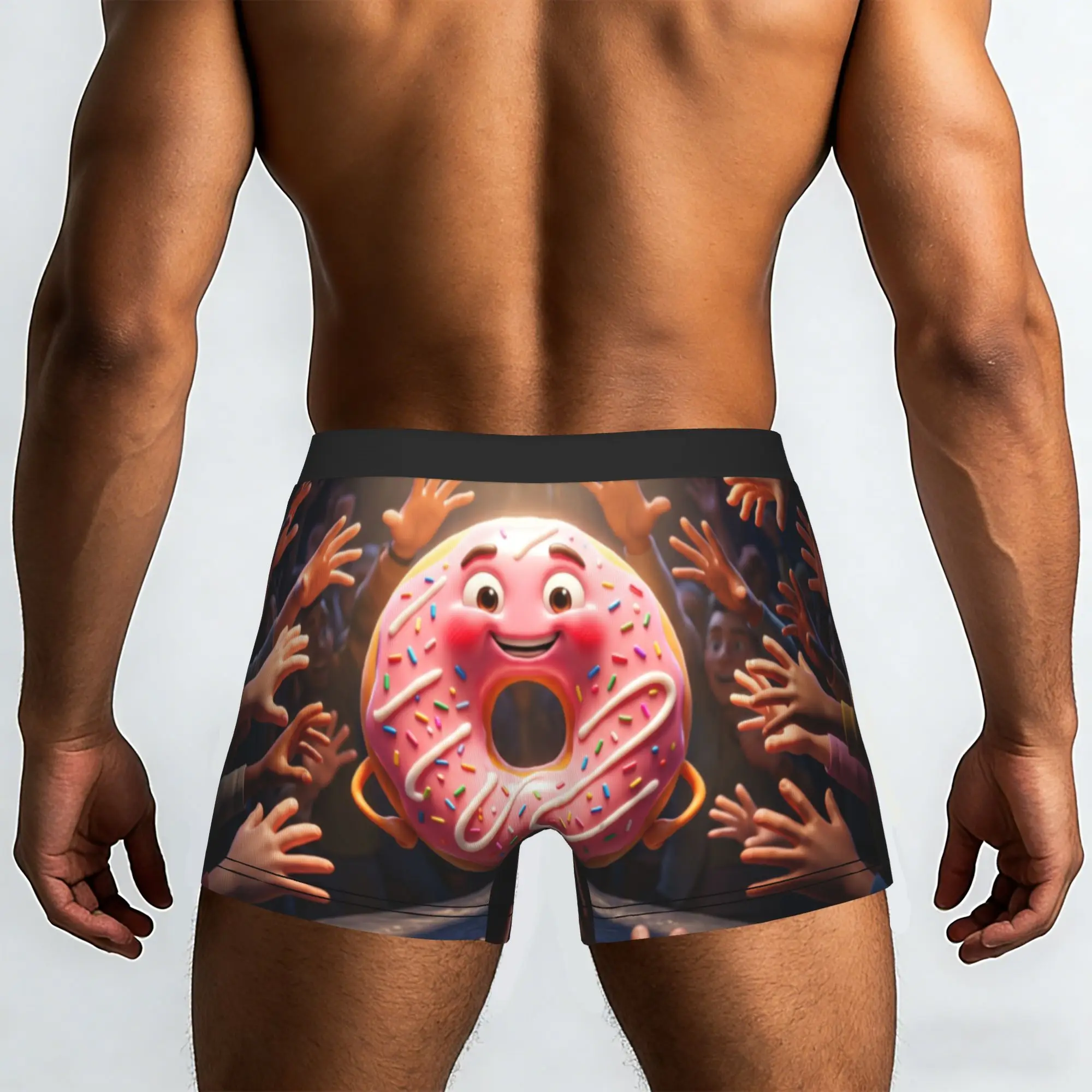 Stage Smiling Pink Donut Surrounded By Hands Surreal Meme  Underpants Homme Panties Man Underwear Ventilate Shorts Boxer Briefs