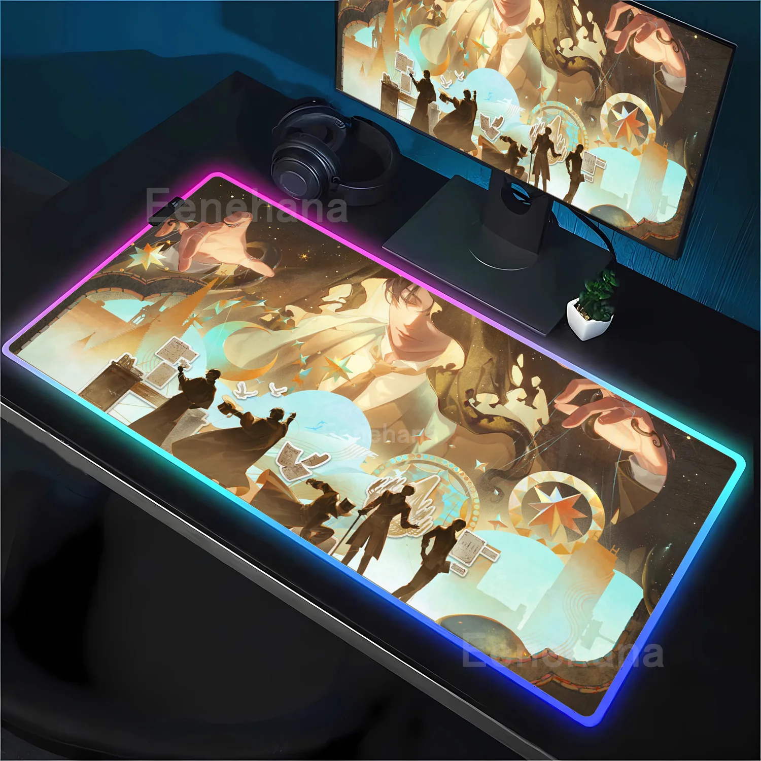 신비의 제왕 RGB 애니메이션 마우스 패드 노트북 게임용 PC 마우스패드 90×40cm XXL 인기 소설 게임용 소프트 키보드 백라이트 데스크매트