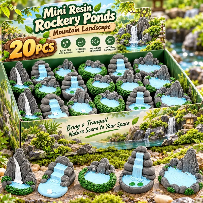 Mini Resin Rockery Landscape Mountain Ponds Ornament Fake Stone Artificial Hill Toys Fairy Garden Water Well Bridge Miniatures