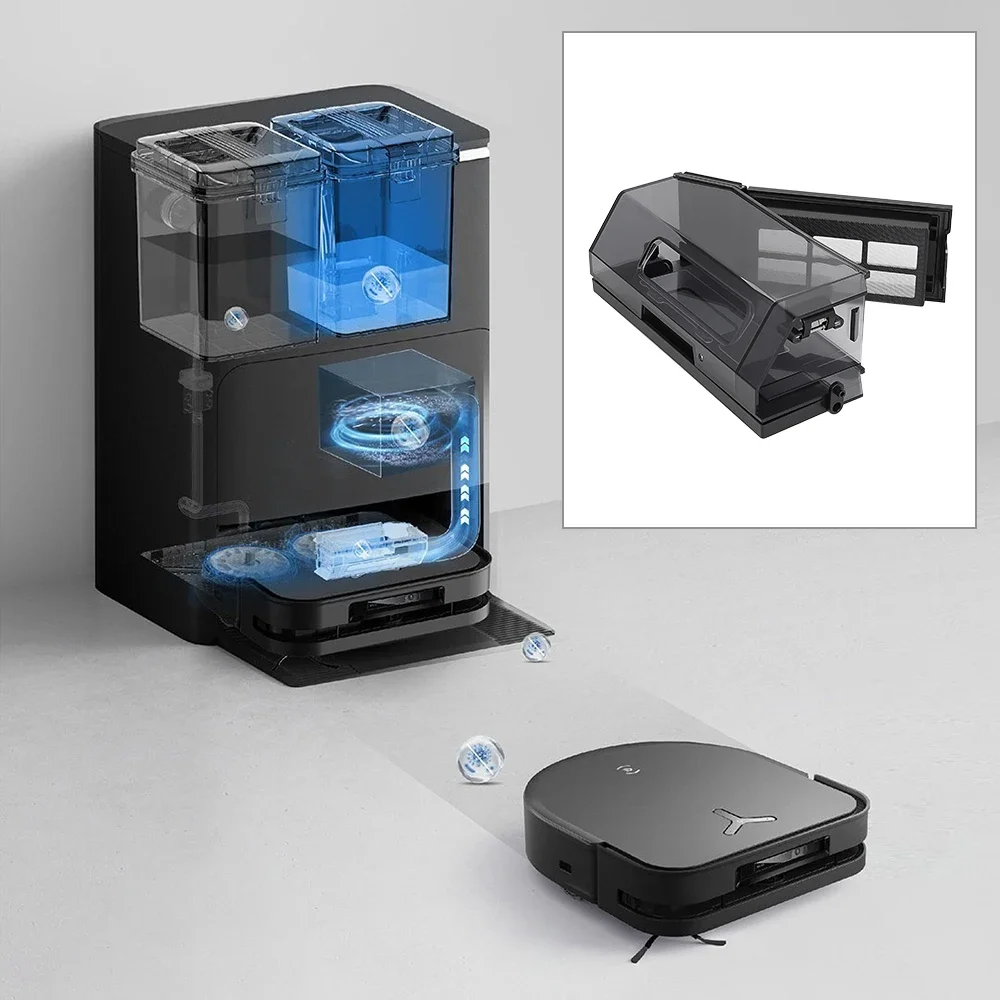 صندوق الغبار جزء صندوق جمع الغبار لـ Ecovacs Deebot X5/X5 Pro/X5 Omni/X5 Pro Omni/X5 Pro Plus/X5 Pro Ultra أجزاء المكنسة الكهربائية