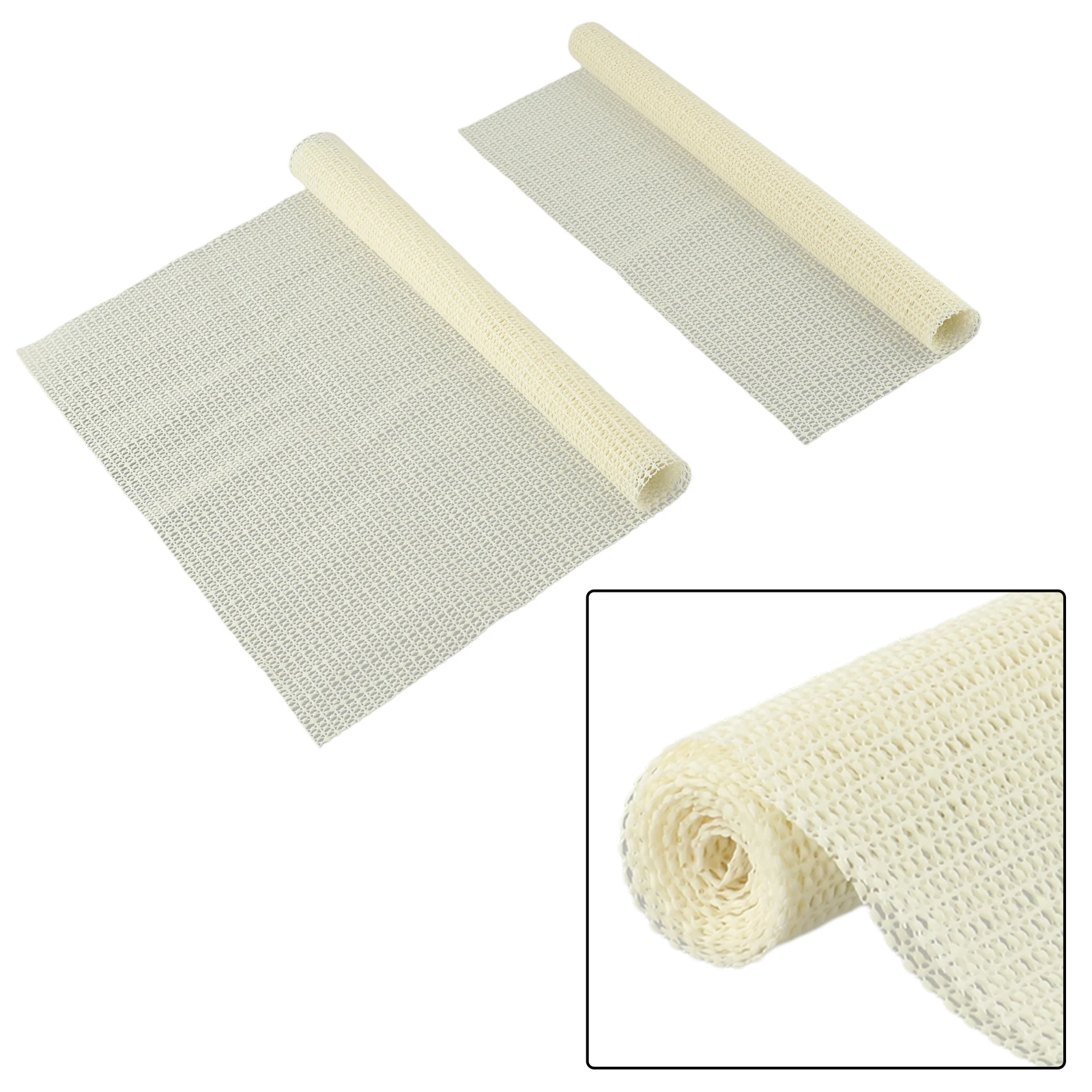 Non-Slip Mat Anti Slip Mat PVC Rug Grippers Antislip Matting Drawer Liner Carpet PVC Beige 30*50cm Anti-Slip Mesh Design