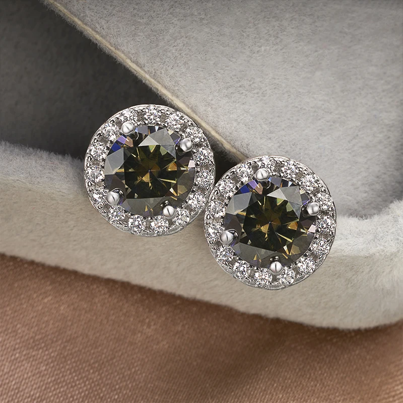 Joyce Kelly 6,5 mm 1 Karat bunte Moissanit-Ohrringe, Unisex, männlich, weiblich, S925-Sterlingsilber, funkelnder feiner Schmuck, Herren-Ohrstecker – Detail 11