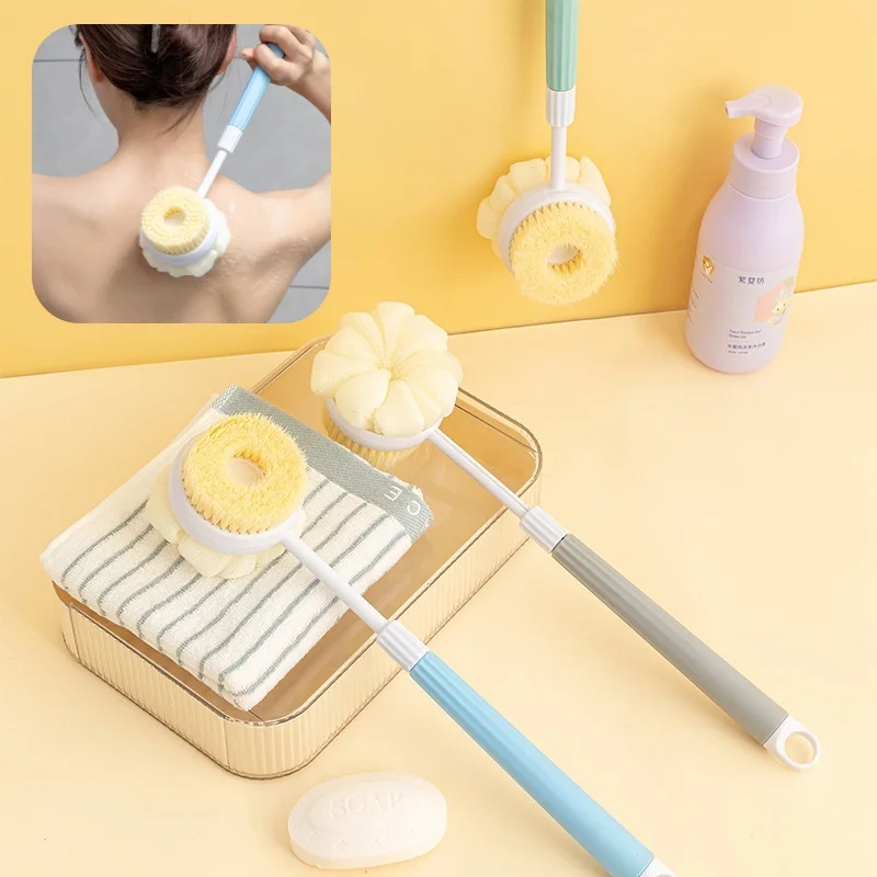 

Двусторонний скручивающий инструмент Щетка для ванны с длинной ручкой Мягкая меховая щетка для ванны Съемное скребковое полотенце Прочное протирание спины 뷰브러쉬