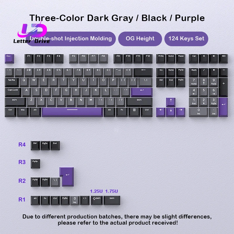 New 124 Keys Double Shot PBT Cherry Profile Keycap Set 65% 75% 80% 100% Mechanical Keyboard Keycap Three-color Key & Chron KBD