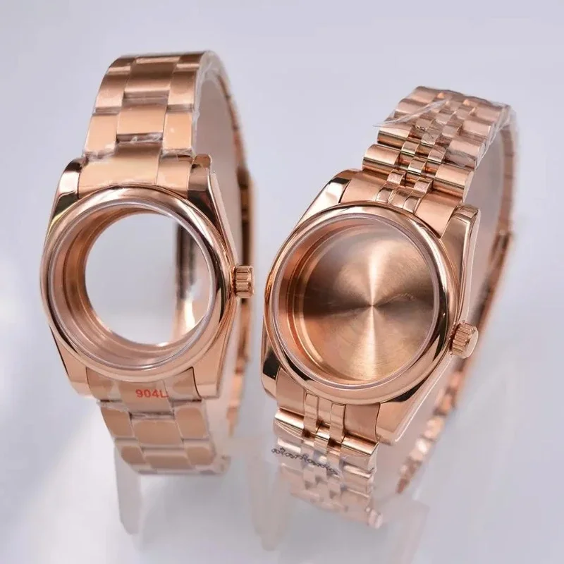 Корпус для часов из розового золота 36 мм/39 мм, браслет из нержавеющей стали, сапфировое стекло, детали для часов Datejust NH35 NH36, замена механизма