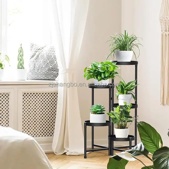 

Indoor Patio Corner Tall Metal Flower Holders Foldable Planter Stand