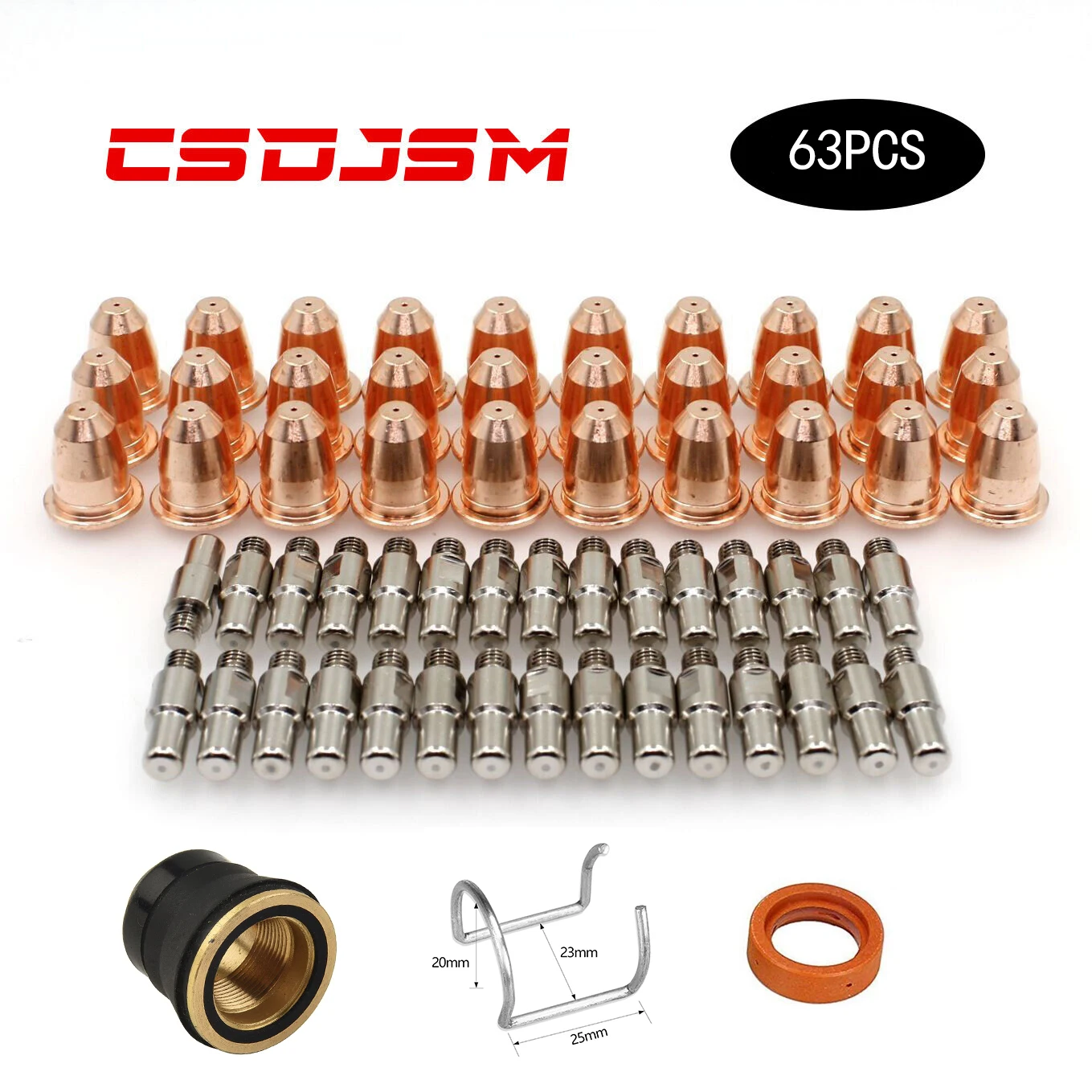 

CSDJSM,63pcs PR0110 PD0116 S45 CUT55 PT-40 PT40 IPT-40 HC4 Electrode Nozzle for Chicago Everlast Harbor Freight trafimet