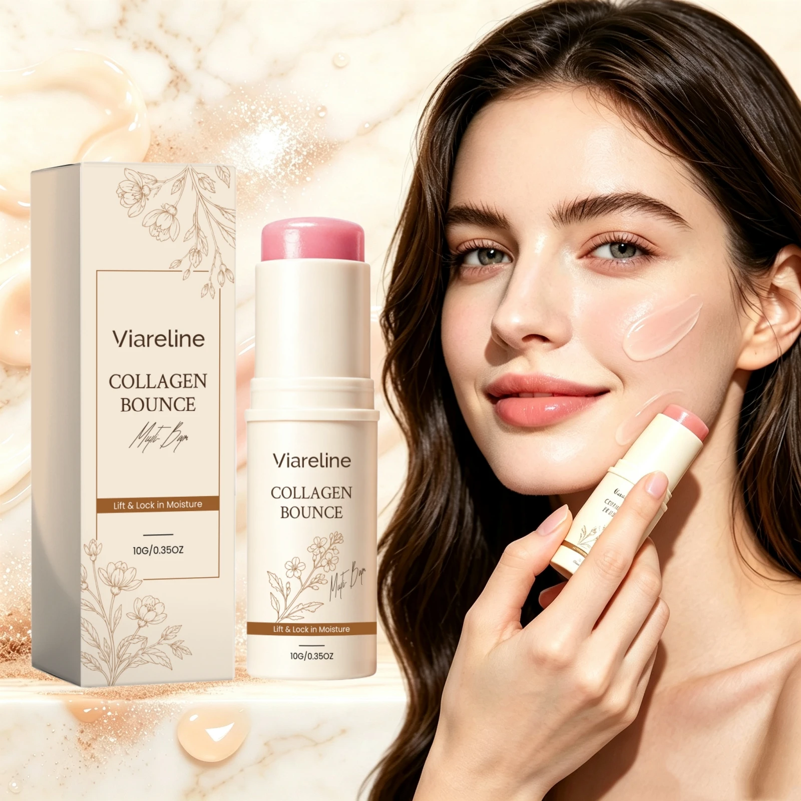 Collagen Multi Balm Stick Lip Cheek Moisturizer Glow On The Go Solid Skin Nourishing Care Lip Face Lifting Hydrating Cream Stick