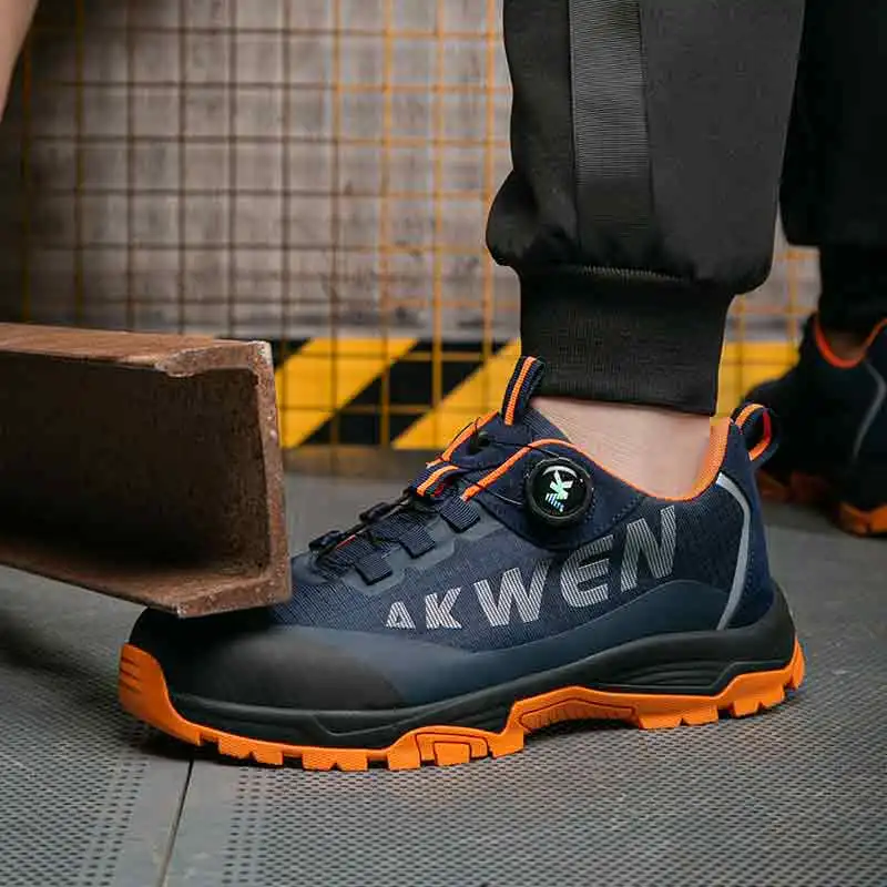 NEW Rotary Buckle Security Boots for Men Work Sneakers Women Boots Breathable Steel Toe ShoesSafety Puncture-Proof Men Boots